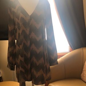 LUSH. Long sleeve romper. Black and beige size S